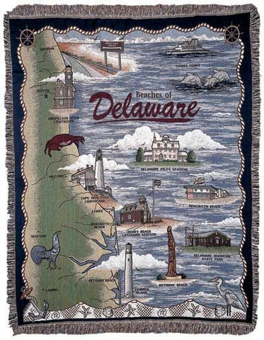 Beaches Of Delaware Tapestry Throw