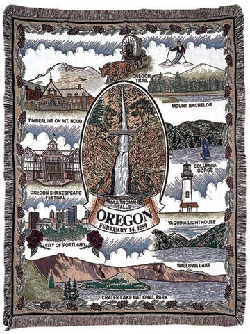 State Of Oregon Tapestry Throw