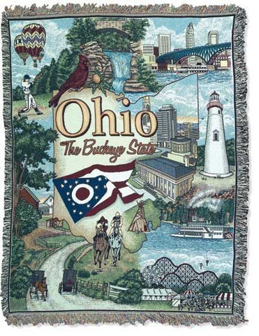 State Of Ohio Tapestry Throw