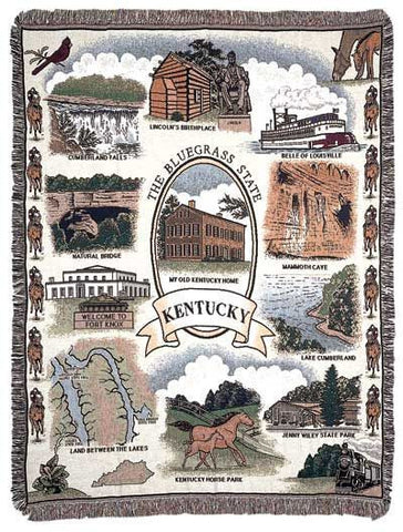 State Of Kentucky (Vertical) Tapestry Throw