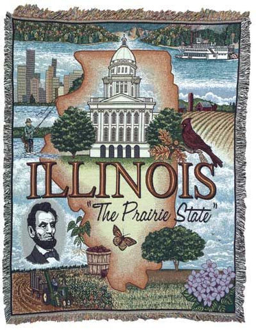 State Of Illinois Tapestry Throw