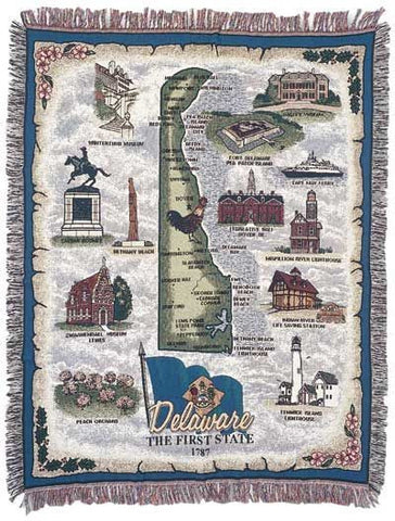 State Of Delaware Tapestry Throw