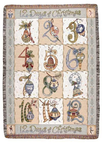 12 Days Of Christmas Full Size Tapestry Throw