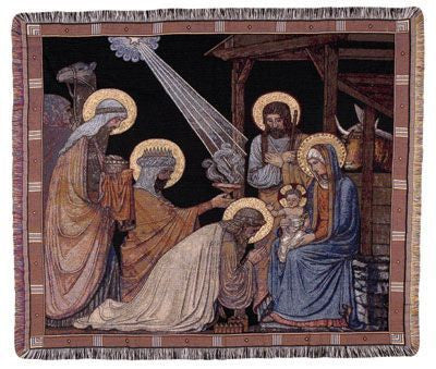 Adoration Of The Magi Mid-Size Tapestry Throw