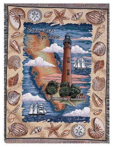 Ponce Inlet, Fl Lighthouse Tapestry Throw