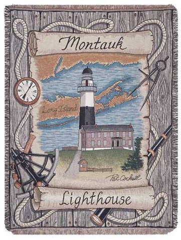 Montauk, Ny Lighthouse Tapestry Throw