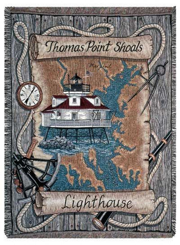 Thomas Point Shoals Lighthouse Mid-Size Tapestry Throw