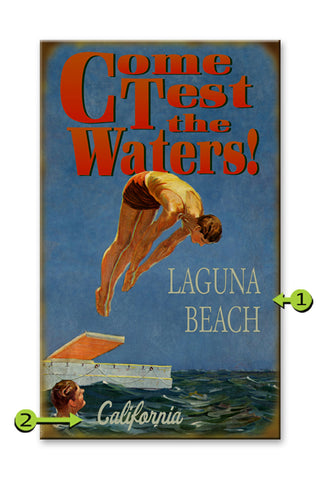 Come Test the Waters (Male) Metal 28x48