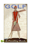 Vintage Lady Golfer Metal 23x39
