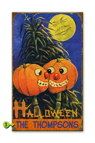 Two Pumpkins Halloween Metal 18x30