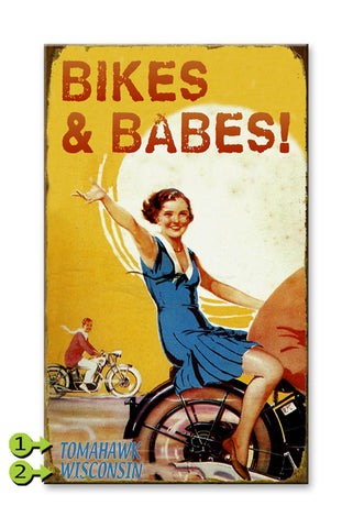 Biker Babe Metal 18x30