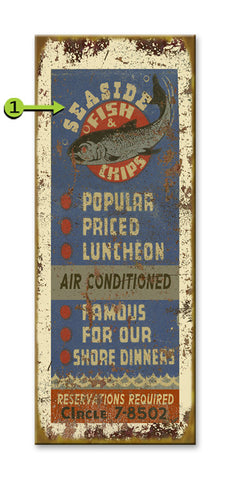 Seaside Fish And Chips Wood 17x44