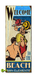 Retro Beach Scene Wood 17x44