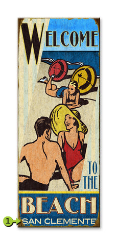 Retro Beach Scene Metal 17x44