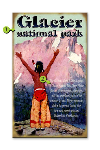Glacier Park Indian Metal 18x30