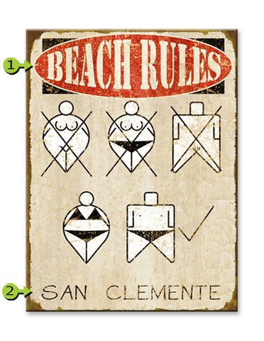 Beach Rules, Clothing Metal 23x31