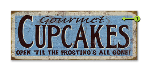 Gourmet Cupcakes Wood 17x44