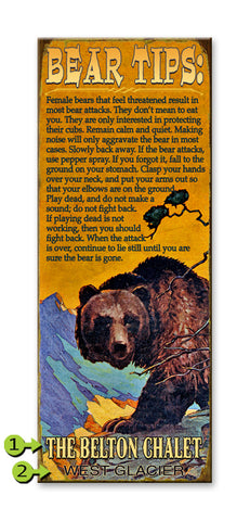 (Grizzly) Bear Warnings Wood 17x44