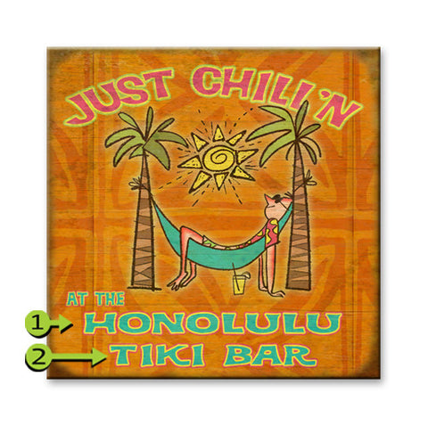 Just Chilli'n Hammock Sign w/ Palm Trees Wood 28x28
