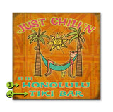 Just Chilli'n Hammock Sign w/ Palm Trees Wood 28x28