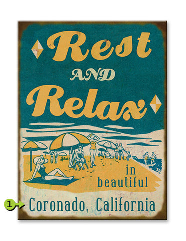 Rest & Relax Beach Scene Metal 28x38