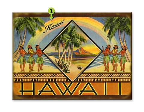 Hawaii Hula State Postcard Sign Metal 23x31