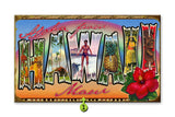 Hawaii State Postcard Sign Metal 28x48