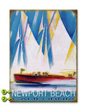 White Sails and Motor Boat Wood 17x23