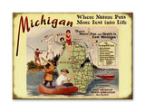 Michigan Travel Sign Metal 28x38