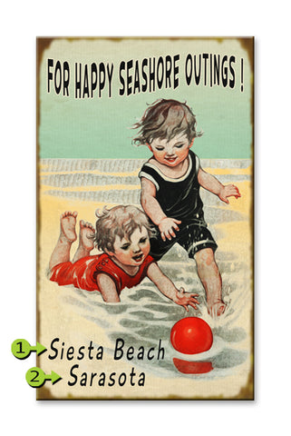 For Happy Seashore Outings Wood 18x30