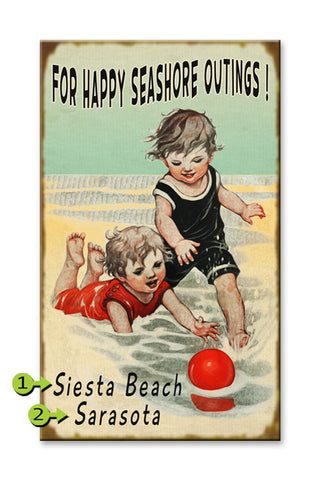 For Happy Seashore Outings Metal 28x48