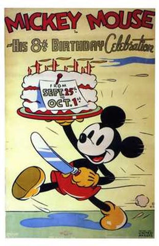 Mickey Mouse in His 8Th Birthday Celebra Movie Poster Print