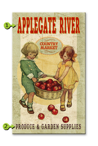 Country Market, Kids with Apples Metal 23x39