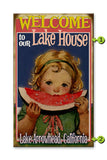 Watermelon Girl Welcome Sign Wood 28x48