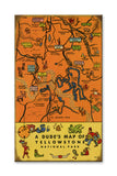 Yellowstone 40's Map Wood 14x24