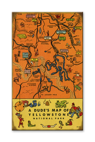 Yellowstone 40's Map Metal 23x39