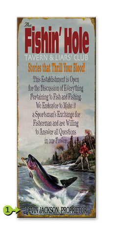 Fishin' Hole Tavern and Liars Club Metal 10.5x24