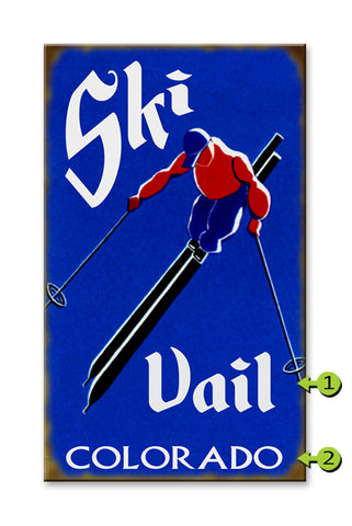 Ski (Blue) Metal 18x30