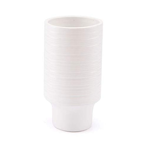 ArtFuzz 5.3 inch X 5.3 inch X 9.8 inch Short White Vase Or Decor