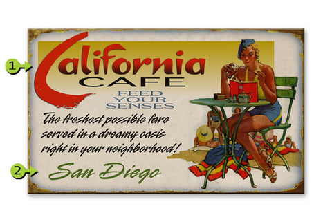 Seductive Cafe Chick Metal 28x48