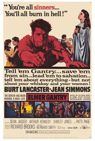 Elmer Gantry Movie Poster Print