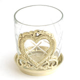 Set Of 3  Glass Cup On Heart Base