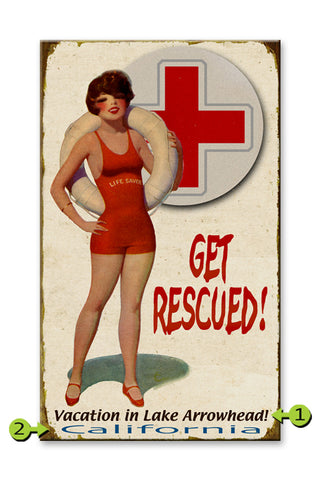 Get Rescued! Female Lifeguard Wood 18x30