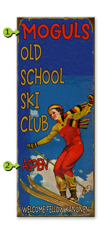 Old School Ski Club Metal 14x36