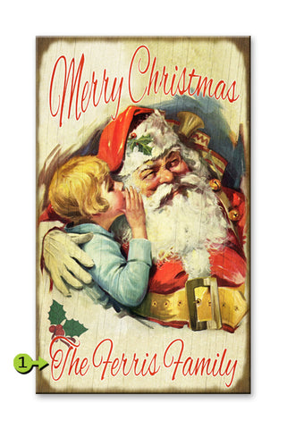 Santa and Whispering Child Metal 18x30