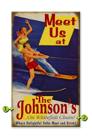 Tandem Water Skiers Wood 28x48