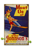 Tandem Water Skiers Wood 18x30