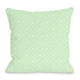 One Bella Casa Crosshatch - Mint White Throw Pillow by OBC 18 X 18