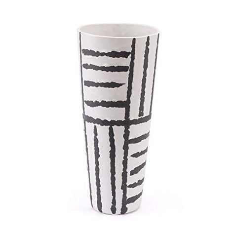 ArtFuzz 5.1 inch X 5.1 inch X 11.8 inch Small Black and White Grpahic Vase