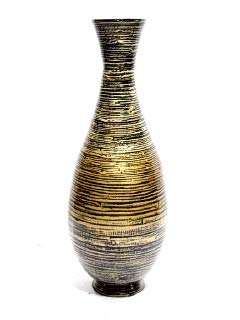 ArtFuzz 27 inch Spun Bamboo Floor Vase - Bamboo in Distressed Gold